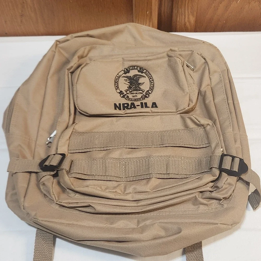 NRA-ILA Embroidered Logo Tan Tactical Backpack MOLLE Style Day Pack USA Eagle‎